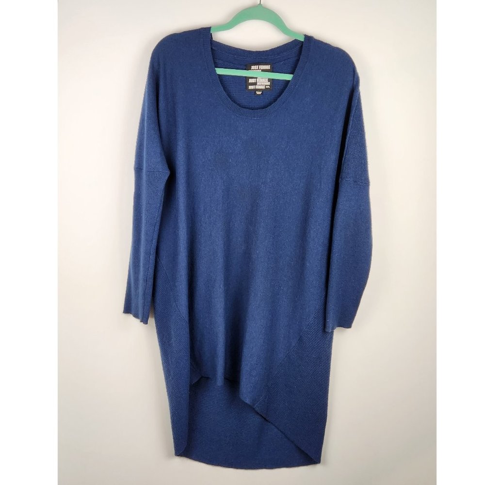 Just Female Wool Mohair Oversized Ribbed Tunic Blouse Top M/L